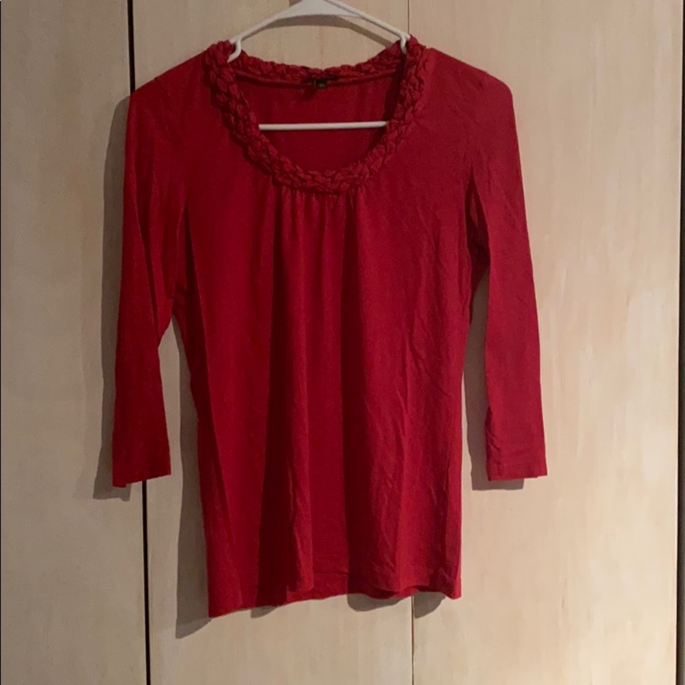Talbots red shirt with neck detail